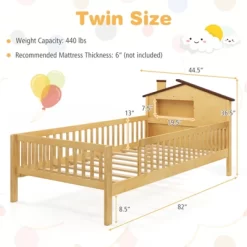 Tangkula Twin Size Kids Bed Solid Wood Platform Bed W/ Under-bed Storage & Storage Cube -Tangkula GUEST c4c05e1e e52a 4b84 b2a2 52c51e8b1c8b
