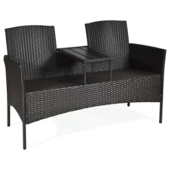 Tangkula Outdoor Patio Rattan Wicker Conversation Set Loveseat Sofa With Coffee Table -Tangkula GUEST c54f3019 2313 4319 be60 518ea66e0f81