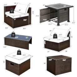 Tangkula 9 Pieces Furniture Set W/ 50,000 BTU Propane Fire Pit Table Patio Gray 12 Tangkula 9 Pieces Furniture Set W/ 50,000 BTU Propane Fire Pit Table Patio Gray -Tangkula GUEST c5779dde 7064 4407 9245 f6973253db0c 1