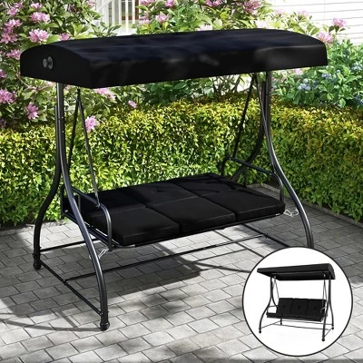 Tangkula Converting Patio Swing Chair Porch Swing Bed W/Adjustable Canopy & Thickened Cushion 5 Tangkula Converting Patio Swing Chair Porch Swing Bed W/Adjustable Canopy & Thickened Cushion - Image 3