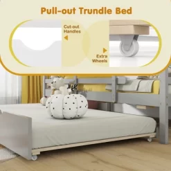 Tangkula Twin Size House Bed W/ Trundle Wooden Kids Bed W/ Safety Rails & Decorable Roof 19 Tangkula Twin Size House Bed W/ Trundle Wooden Kids Bed W/ Safety Rails & Decorable Roof -Tangkula GUEST c5fca5a1 88a1 41b7 90c0 4a047827a63b