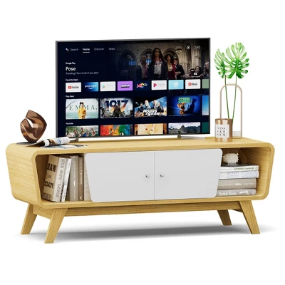 Tangkula Mid Century TV Stand For TVs Up To 55" Media Console Table Sliding Door 11 Tangkula Mid Century TV Stand For TVs Up To 55" Media Console Table Sliding Door - Image 9