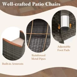 Tangkula 9PCS Patio Rattan Furniture Dining Set Acacia Wood Table Cushioned Chair For Outdoor -Tangkula GUEST c68c23b3 4a82 450d 8e05 c457ab6436dd