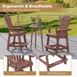 Tangkula 2 PCS Tall Adirondack Chair HDPE Outdoor Bar Stools With Armrests 4.5” Wide Footrest Patio Adirondack Barstools Balcony Chairs Brown 16 Tangkula 2 PCS Tall Adirondack Chair HDPE Outdoor Bar Stools With Armrests 4.5” Wide Footrest Patio Adirondack Barstools Balcony Chairs Brown -Tangkula GUEST c7100fb5 1fe8 4bb8 b764 23e5c80e38a2