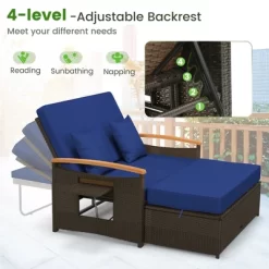 Tangkula Outdoor Wicker Daybed Patio Loveseat & Storage Ottoman Set W/ Navy Cushions 15 Tangkula Outdoor Wicker Daybed Patio Loveseat & Storage Ottoman Set W/ Navy Cushions -Tangkula GUEST c73bf9da 39cb 4bd1 9d82 56a8931da7eb