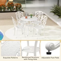 Tangkula 5 Pieces All-Weather Outdoor Cast Aluminum Dining Set Round Dining Table -Tangkula GUEST c7440a27 c8ce 4fa0 877d 464c26934a57