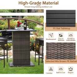 Tangkula Tangkula 5PCS Patio Bar Set Rattan Bar Furniture Set W/ Table & 4 Cushioned Stools Navy -Tangkula GUEST c764d152 c862 4e30 861c a82eddcf45f6