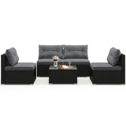 Tangkula Set Of 5 Rattan Sofa Set Outdoor Wicker Furniture Set W/Seat & Back Cushions Square Coffee Table Patio Sectional Sofa Set Gray 21 Tangkula Set Of 5 Rattan Sofa Set Outdoor Wicker Furniture Set W/Seat & Back Cushions Square Coffee Table Patio Sectional Sofa Set Gray -Tangkula GUEST c7ab3706 1325 4b03 a8f0 83885b619dba