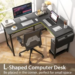 Tangkula L-Shaped Office Desk Modern Reversible Computer Desk With Storage Pocket & CPU Stand Corner Gaming Table With Sturdy Metal Frame -Tangkula GUEST c7c02ff7 daf7 4693 a15b 8d96faeba52e