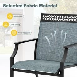 Tangkula Patio Dining Chairs Set Of 4 All Weather Outdoor Chairs W/ High Back & Armrests Blue -Tangkula GUEST c869e017 749f 4853 8d28 3a10ccd8d8a7