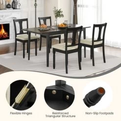 Tangkula Set Of 4 Upholstered Wooden Dining Chair W/ Seat Storage Space -Tangkula GUEST c8e1f069 8366 4309 91cf e4214202592d