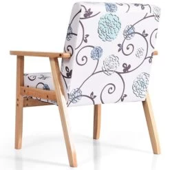 Tangkula Accent Armchair Fabric Upholstered Lounge Chair With Wooden Legs Grey/Navy/Yellow -Tangkula GUEST c90dd986 e8ac 46ca 9330 7e8543bb33ed