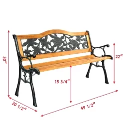 Tangkula Garden Cast Iron Bench Porch Path Loveseat Hardwood Chair For Patio Park -Tangkula GUEST c921b318 771c 4b15 904f 5806147cae9b