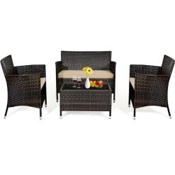 Tangkula 4-Piece Patio Rattan Wicker Conversation Furniture Set Sofa Chair Table Set 26 Tangkula 4-Piece Patio Rattan Wicker Conversation Furniture Set Sofa Chair Table Set -Tangkula GUEST c9513d15 09b9 4b34 aaec 20e5e4aecf91
