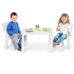 Tangkula Kids Table And 2 Chairs Set Children Play Activity Table Furniture Set Blue/Pink/White/Green -Tangkula GUEST c9843fa4 46b4 4f04 a7a5 b65fa026a7ad