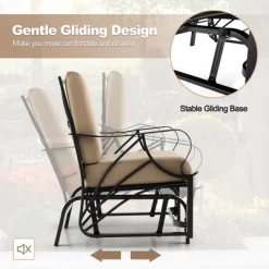 Tangkula Patio Glider Chair Outdoor Metal Glider W/ Seat & Back Cushions Backyard Poolside -Tangkula GUEST c9b5e373 1836 4107 9120 ba9c5bbc9d48