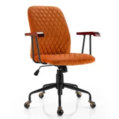 Tangkula Velvet Home Office Chair Swivel Adjustable Task Chair W/ Wooden Armrest -Tangkula GUEST ca45ea36 2849 4894 a247 08d1527992ac