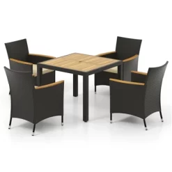 Tangkula 5PCS Dining Table Set For 4 Rattan Conversation Set W/ Umbrella Hole Patio 11 Tangkula 5PCS Dining Table Set For 4 Rattan Conversation Set W/ Umbrella Hole Patio -Tangkula GUEST ca54c6e8 fd28 4515 ac38 0fd089e920fe