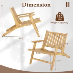 Tangkula 4PCS Teak Wood Outdoor Reclining Chair W/ Comfortable Backrest & Armrests 19 Tangkula 4PCS Teak Wood Outdoor Reclining Chair W/ Comfortable Backrest & Armrests -Tangkula GUEST ca5ed59c 7c83 425a aee8 c2fdee850e08