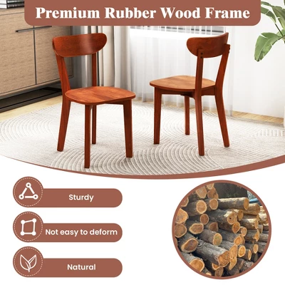 Tangkula Solid Wood Dining Chair Set Of 2 W/ Curved Backrest & Rubber Wood Frame 8 Tangkula Solid Wood Dining Chair Set Of 2 W/ Curved Backrest & Rubber Wood Frame - Image 6