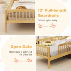 Tangkula Twin Size Kids Bed Solid Wood Platform Bed W/ Under-bed Storage & Storage Cube -Tangkula GUEST ca9cdf38 89c8 4e74 b479 627a0dfe89e1