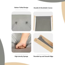 Tangkula Foldable Wood Beach Sling Chair With 3 Adjustable Positions Indoor Living Room Chaise Lounge Grey -Tangkula GUEST ca9eb8bf 4dfe 4780 b21e 8073b26c100b