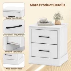 Tangkula Farmhouse Nightstand Set Of 2 Wood Bedside Table With 2 Storage Drawers Compact Floor Night Stand End Table White Accent Sofa Side Table -Tangkula GUEST cab5e388 006b 4640 958c 90abdef974d1