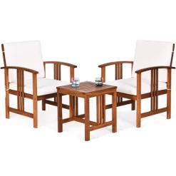 Tangkula 3-Piece Outdoor Acacia Wood Sectional Conversation Sofa Set With Cushions -Tangkula GUEST cade179f 1486 4892 a076 6f704e17970c