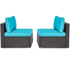 Tangkula 2-Piece Outdoor Wicker Rattan Sectional Armless Sofa Chair With Cushions -Tangkula GUEST cb6018cb eedc 41b6 89bd 274ee6f7b037