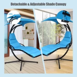 Tangkula Patio Hammock Chair Floating Hanging Chaise Lounge Chair W/ Canopy -Tangkula GUEST cb62f936 a0c4 4bd3 bebd a6abaa5fb0e5