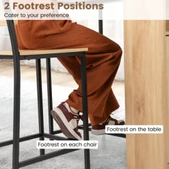 Tangkula 3 PCS Bar Table And Chairs Set W/ 2 Bar Stools & Storage Shelves Backrests -Tangkula GUEST cb68026f a9e9 4e2e 8481 5804a2e34414