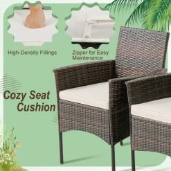 Tangkula 5 PCS Patio Dining Set Round Acacia Wood Table 4 Cushioned Wicker Armchairs 17 Tangkula 5 PCS Patio Dining Set Round Acacia Wood Table 4 Cushioned Wicker Armchairs -Tangkula GUEST cbca915a 8069 40ea b066 7cc9da70d62f