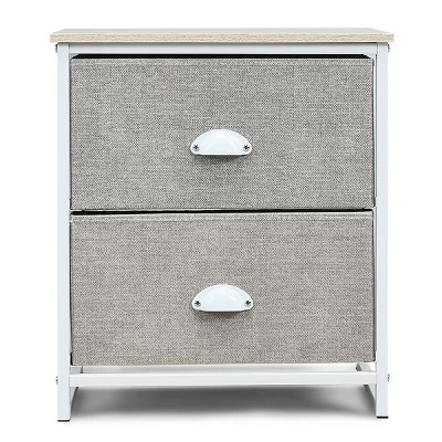 Tangkula 2-Drawer Nightstands Organizer End Table Storage Unit Bedroom White/Black 6 Tangkula 2-Drawer Nightstands Organizer End Table Storage Unit Bedroom White/Black - Image 4