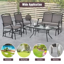 Tangkula 4PCS Outdoor Glider Chair & Table Set Patio Conversation Furniture Set -Tangkula GUEST cbe368ac 5313 4586 89a8 2c89df9ca03f