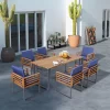 Tangkula 7PCS Acacia Wood Patio Dining Set Cushioned Dining Chair & Table Set W/ Umbrella Hole -Tangkula GUEST cc46bef4 cd35 457f ad05 54b1bb3cbb27