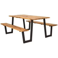 Tangkula Patented Picnic Table Bench Set Outdoor Camping Wooden 2 Built-in Benches W/Umbrella Hole -Tangkula GUEST cd42ffef ee84 409c b957 19501c6a227f