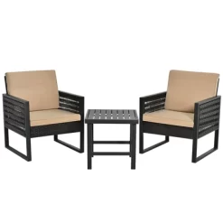 Tangkula 3-Piece Patio Wicker Bistro Set Conversation Furniture Sofa With Coffee Table -Tangkula GUEST cd6a75b9 3bb3 4120 ab31 66551d68f66c