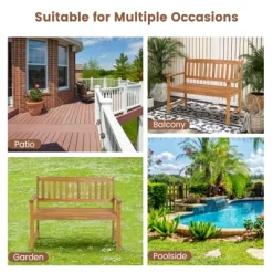 Tangkula 2-Person Outdoor Bench Patio Wooden Bench With Ergonomic Backrest & Armrests All-weather Acacia Wood Frame 43"x 22" 15 Tangkula 2-Person Outdoor Bench Patio Wooden Bench With Ergonomic Backrest & Armrests All-weather Acacia Wood Frame 43"x 22" -Tangkula GUEST cd809129 ad79 4cc3 959f 37af0c265b96