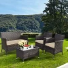 Tangkula 4 PCS Patio Rattan Wicker Furniture Set Outdoor With Cushions -Tangkula GUEST cde43a79 9bf7 42fd b542 3e0e4fe10c26