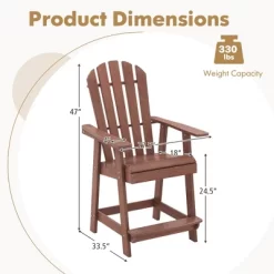 Tangkula Tall Adirondack Chair HDPE Outdoor Bar Stools With Armrests 4.5” Wide Footrest Patio Adirondack Barstools All-Weather Balcony Chairs Brown 12 Tangkula Tall Adirondack Chair HDPE Outdoor Bar Stools With Armrests 4.5” Wide Footrest Patio Adirondack Barstools All-Weather Balcony Chairs Brown -Tangkula GUEST cdfcf569 1613 4137 96ea 80e7652a2876