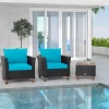 Tangkula 3PCS Patio Rattan Conversation Set Outdoor Furniture Set W/ Turquoise Cushions 1 Tangkula 3PCS Patio Rattan Conversation Set Outdoor Furniture Set W/ Turquoise Cushions -Tangkula GUEST ce711698 ecd2 4284 b891 c98d0a2df4bf