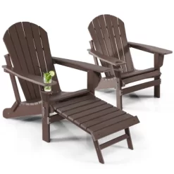 Tangkula 2PCS Adirondack Chair W/Ergonomic Design&Ottoman Outdoor Armchair HDPE Chair For Yard&Patio Black/Coffee/Grey/Turquoise/White -Tangkula GUEST ce7b454e 795a 4c82 9ccf cc10c639cf74