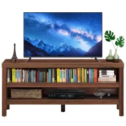 Tangkula TV Stand Fit 45” TV Media Center Open Console Cabinet With 2-Shelf Storage OakWalnut -Tangkula GUEST ceef9889 7d04 4677 9ac1 b8708567c875