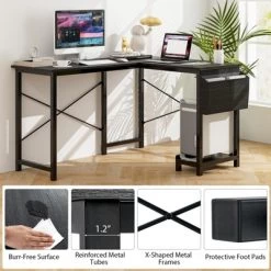 Tangkula L-Shaped Office Desk Modern Reversible Computer Desk With Storage Pocket & CPU Stand Corner Gaming Table With Sturdy Metal Frame -Tangkula GUEST cef018fd 0592 4af0 b7bf 36e5a188e01c
