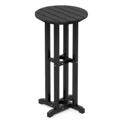 Tangkula 21.5" Round Bar Table Patio HDPE Bar Height Dining Table W/ Slatted Tabletop -Tangkula GUEST cf07e2be b5ad 477b 8178 b1cb6f7e5c41