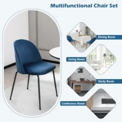 Tangkula Dining Chair Set Of 4 Upholstered Velvet Chair Set W/ Metal Base For Living Room -Tangkula GUEST cf27726c 5124 42c7 b0da 6d8b9f0e3135