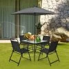 Tangkula 6-Piece Patio Dinning Sets Garden Table Set Outdoor Folding Chairs & Glass Table Set W/ Umbrella Grey -Tangkula GUEST cf2d46b6 dcea 44b4 b72b 06f5fa9073b4