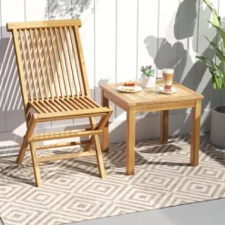 Tangkula 2PCS Outdoor Square Teak Wood End Table Coffee Table For Porch Deck Garden Patio -Tangkula GUEST cf47ef90 e0df 41fd 9591 d291a04d4c37 1