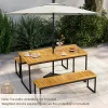 Tangkula 3 PCS Outdoor Dining Set For 6 W/Acacia Wood Tabletop Metal Frame Umbrella Hole 2 Tangkula 3 PCS Outdoor Dining Set For 6 W/Acacia Wood Tabletop Metal Frame Umbrella Hole -Tangkula GUEST cfb09c12 92de 4cde 8951 7e1dd0b7779a