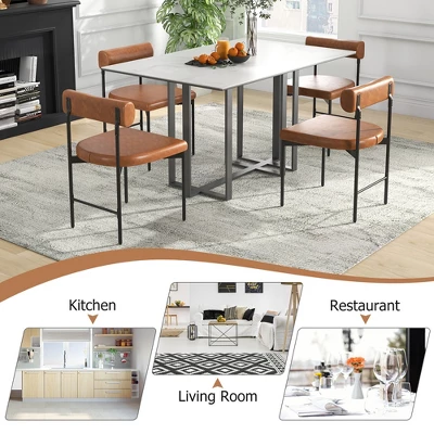 Tangkula Dining Chair Set Of 4 Faux Leather Upholstered Kitchen Side Chair W/ Curved 6 Tangkula Dining Chair Set Of 4 Faux Leather Upholstered Kitchen Side Chair W/ Curved - Image 4